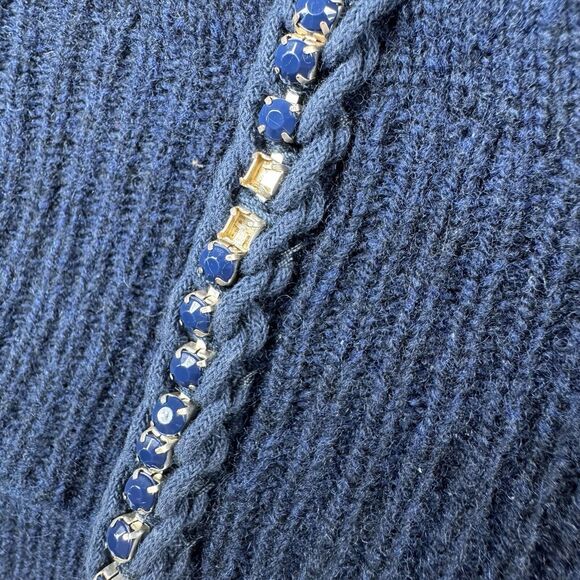 J.Crew 100% Wool Sweater Women’s Large Blue Rhinestone Embellished Preppy - Picture 12 of 12